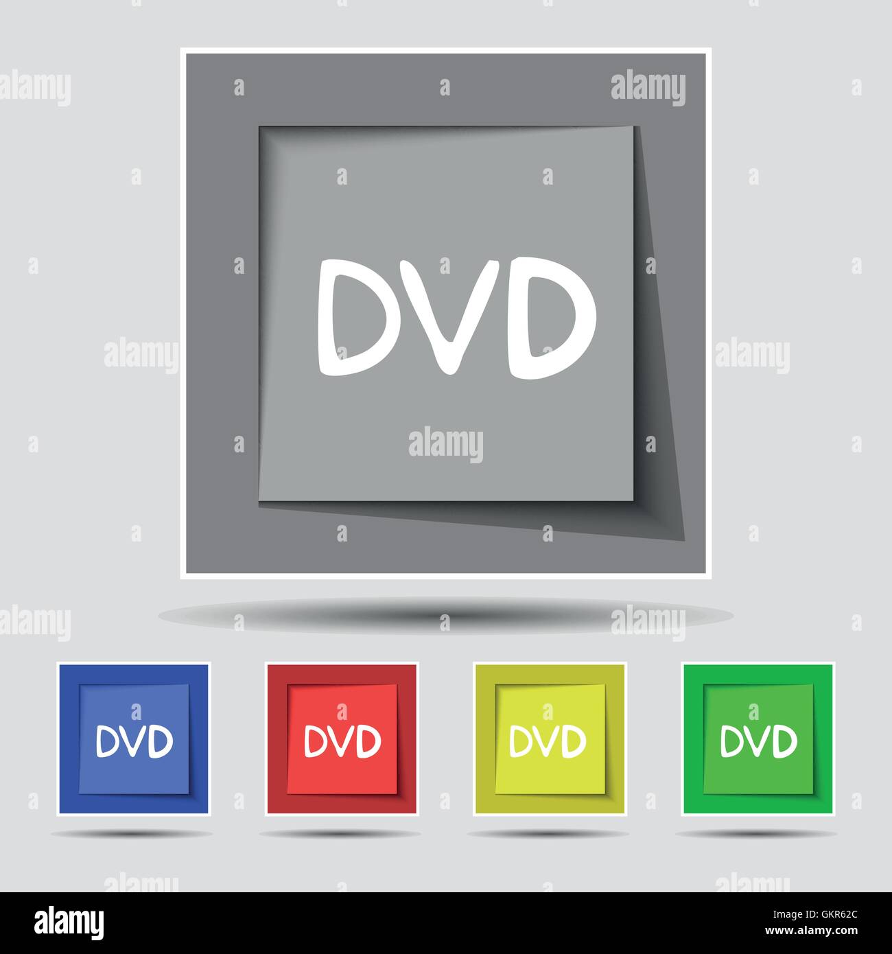 dvd icon sign on original five colored buttons. Vector Stock Vector ...