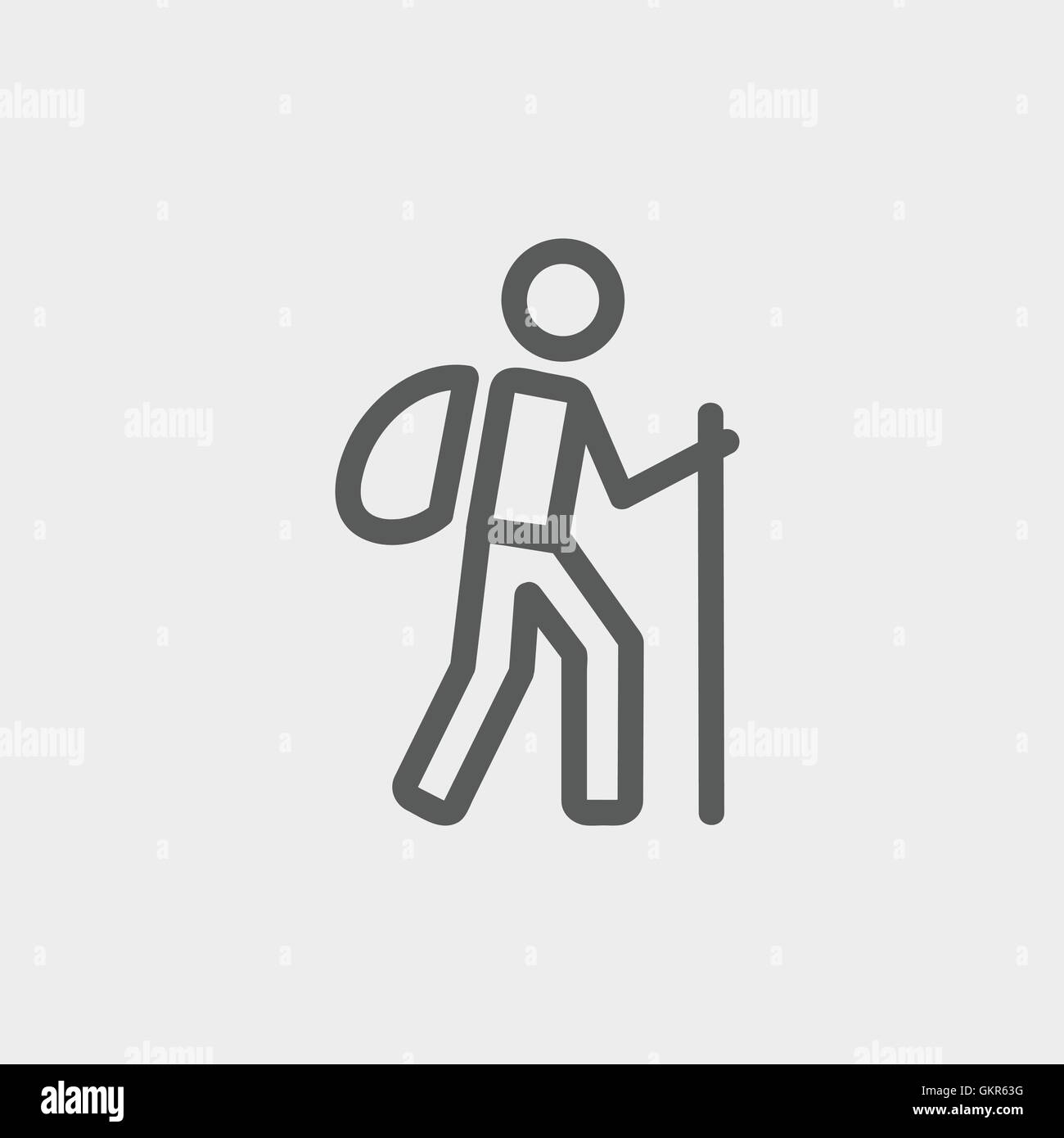 Hiking exercise thin line icon Stock Vector