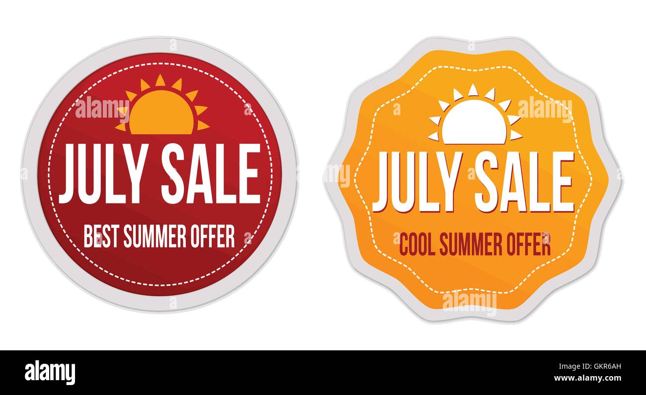 July sale stickers Stock Vector
