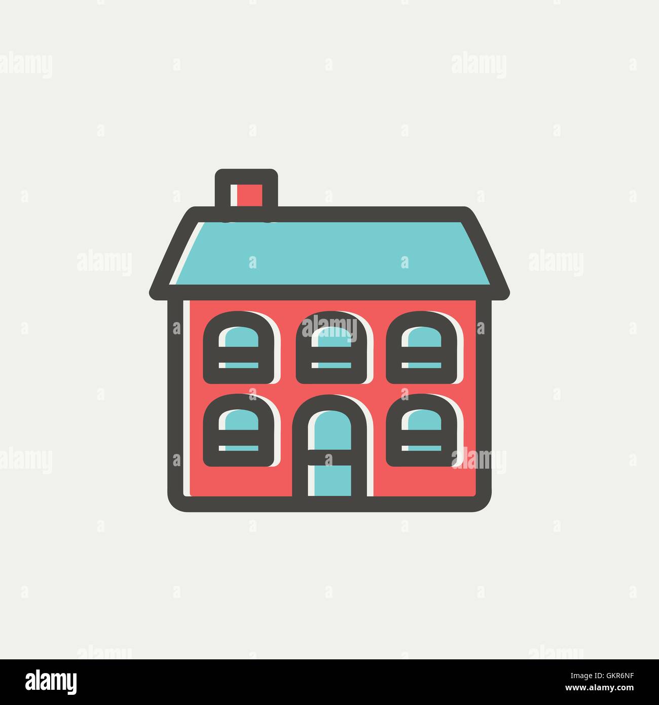 Retro flat house thin line icon Stock Vector Image & Art - Alamy