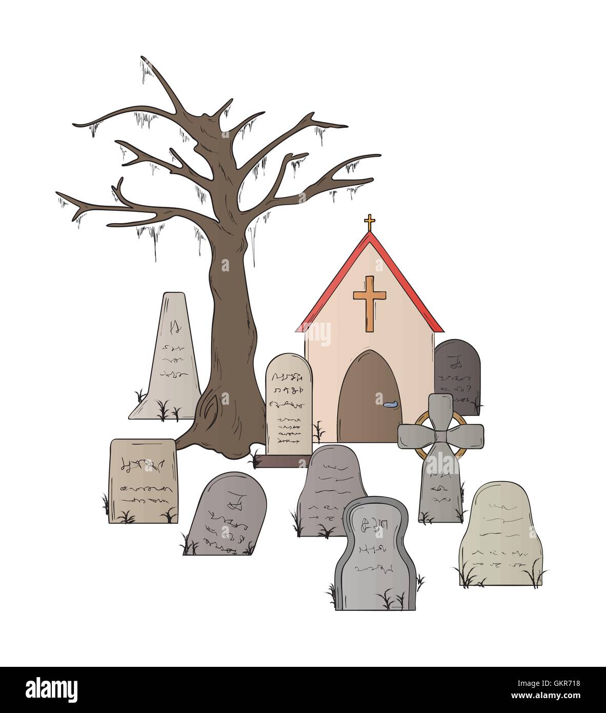 cemetery with graves Stock Vector