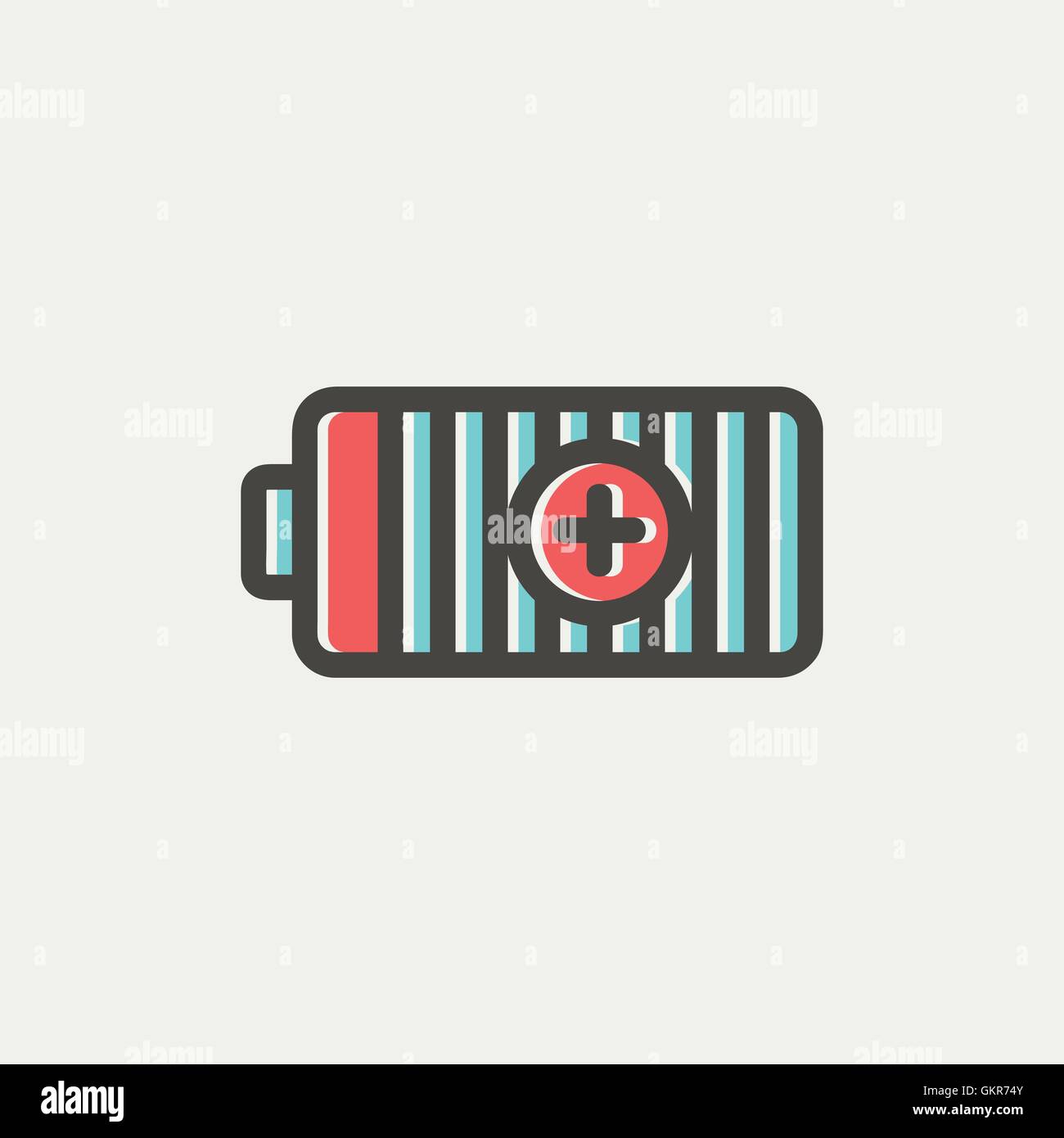 Positive power battery thin line icon Stock Vector