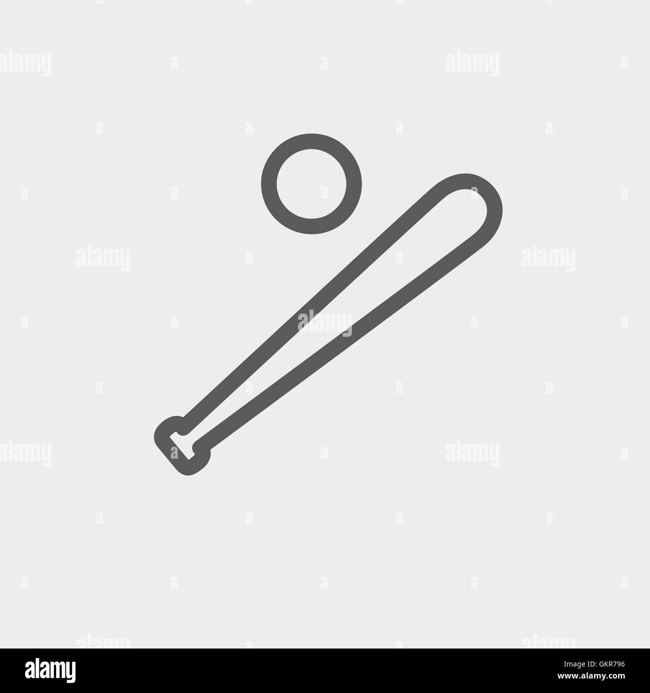 Baseball bat and ball thin line icon Stock Vector