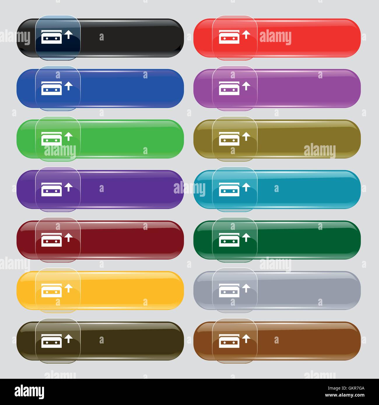 audio cassette icon sign. Big set of 16 colorful modern buttons for ...