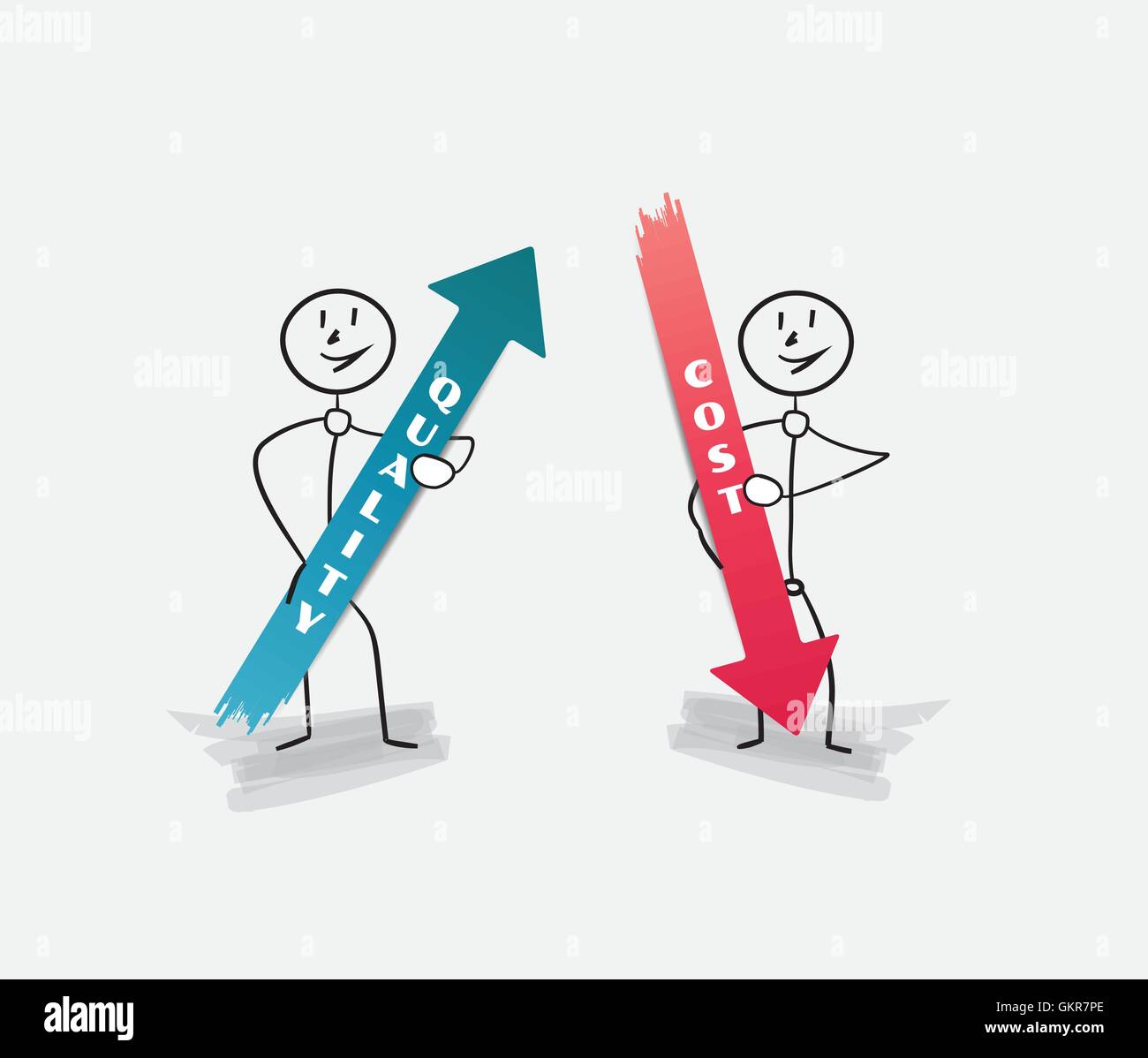 quality and cost arrows and two persons Stock Vector Image & Art - Alamy