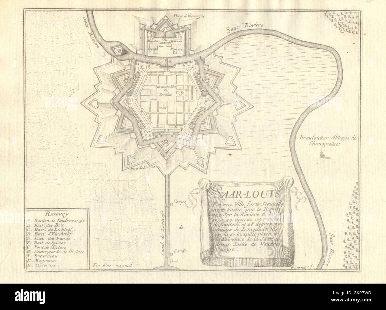 'Saar-Louis'. Saarlouis. Fortifed town/city plan. Saarland. DE FER, 1705 map Stock Photo