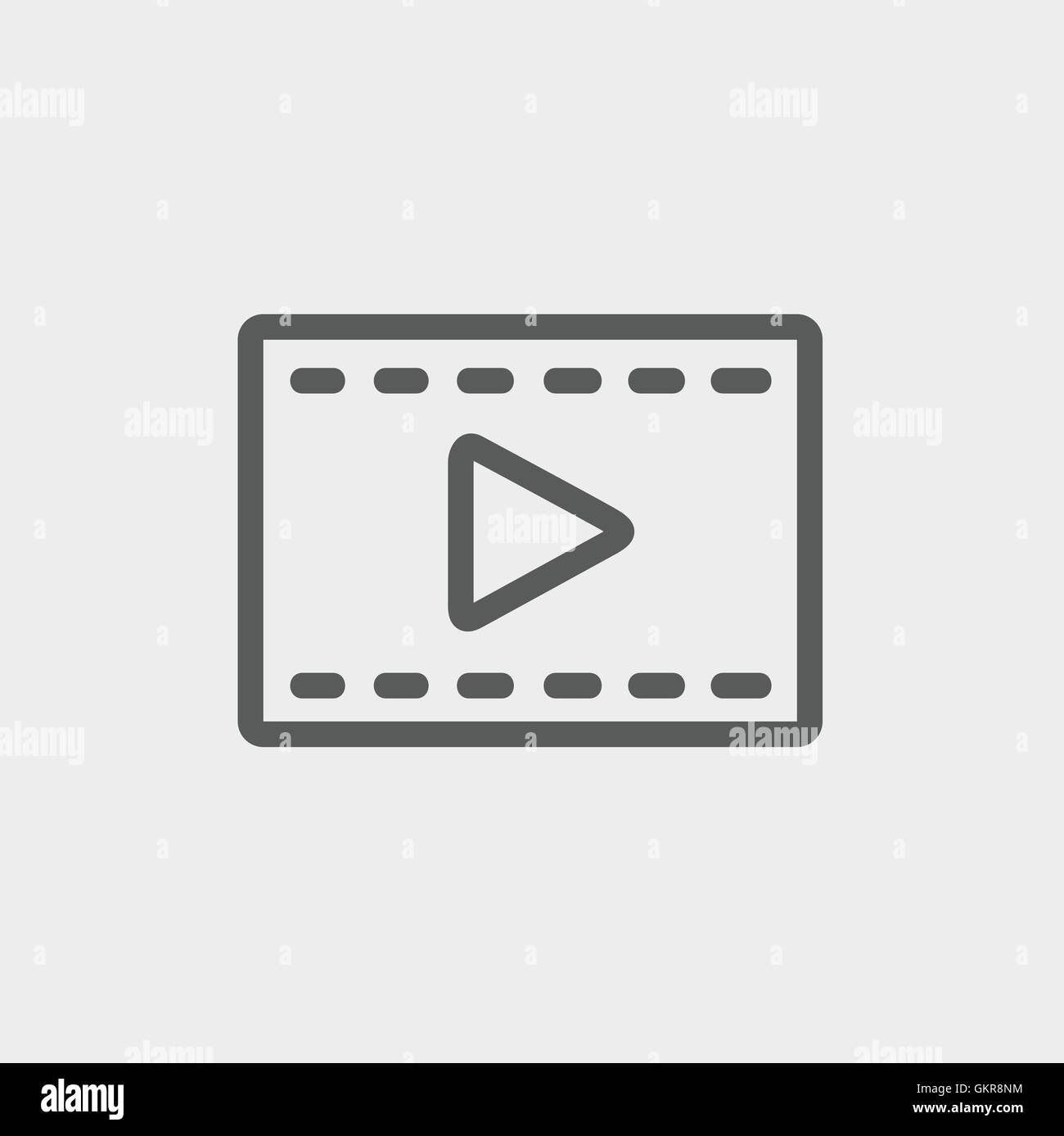 Film strip with arrow thin line icon Stock Vector