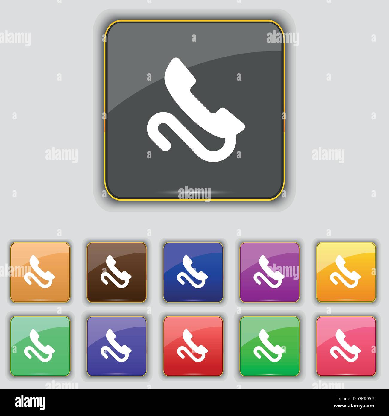 retro telephone handset icon sign. Set with eleven colored buttons for