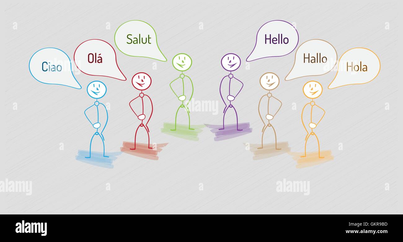 hello in many languages Stock Vector