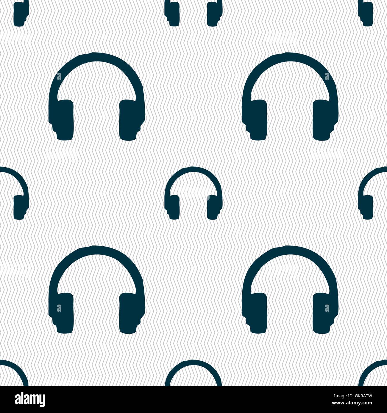 headsets icon sign. Seamless pattern with geometric texture. Vector ...
