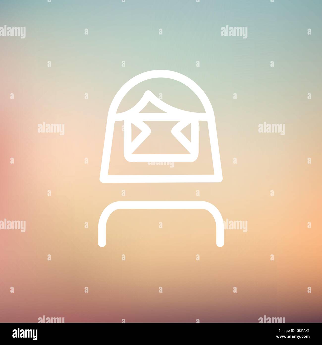 Girl wearing virtual reality headset thin line icon Stock Vector Image ...
