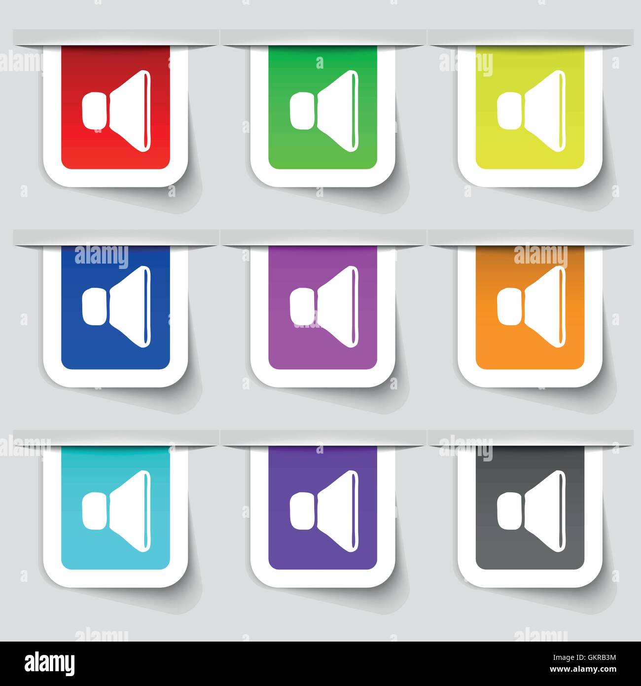 volume, sound icon sign. Set of multicolored modern labels for your ...
