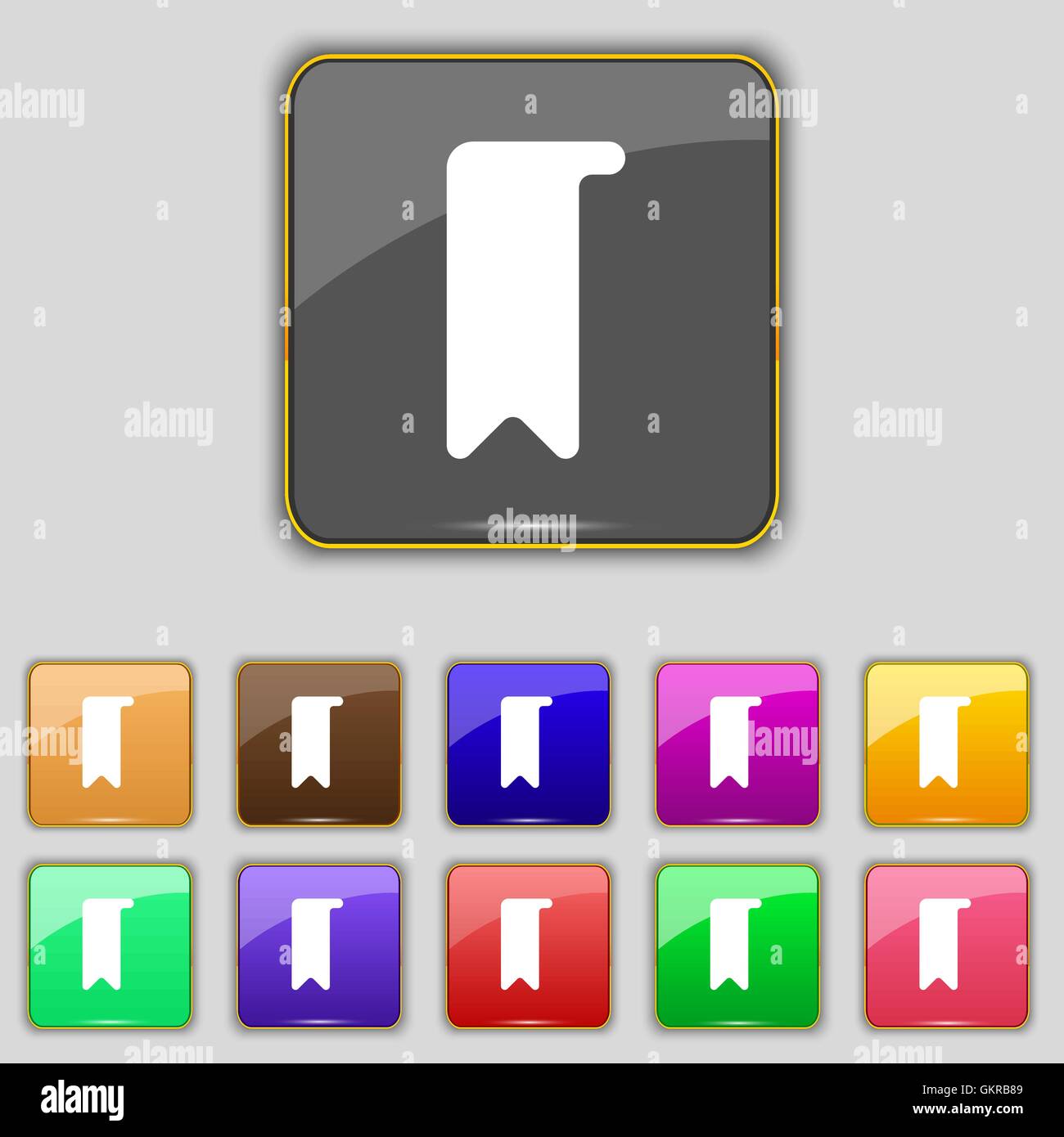 bookmark icon sign. Set with eleven colored buttons for your site ...