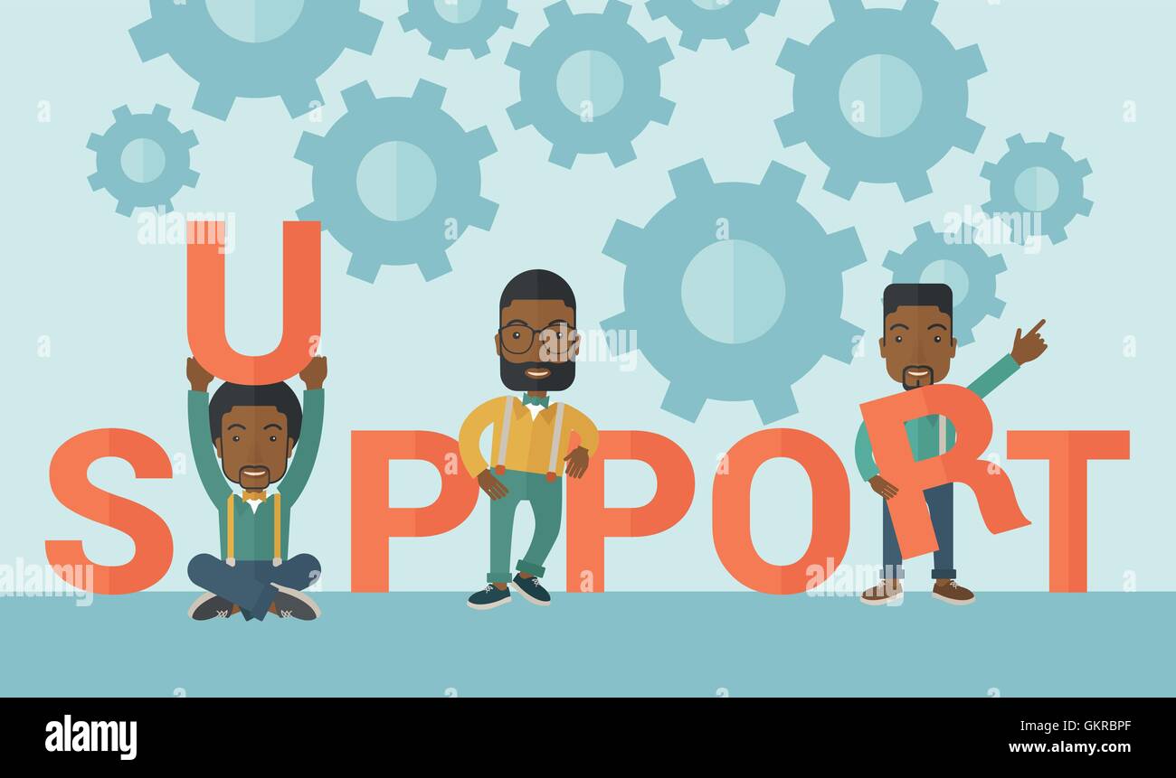 Three black men standing in the word support Stock Vector Image & Art