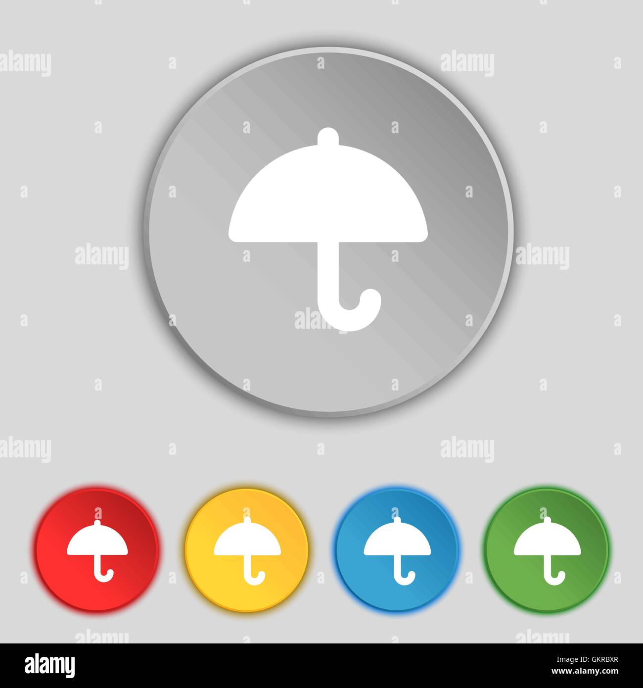 Umbrella icon sign. Symbol on five flat buttons. Vector Stock Vector