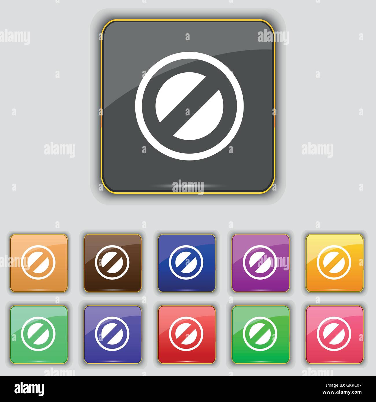 Cancel icon sign. Set with eleven colored buttons for your site. Vector Stock Vector