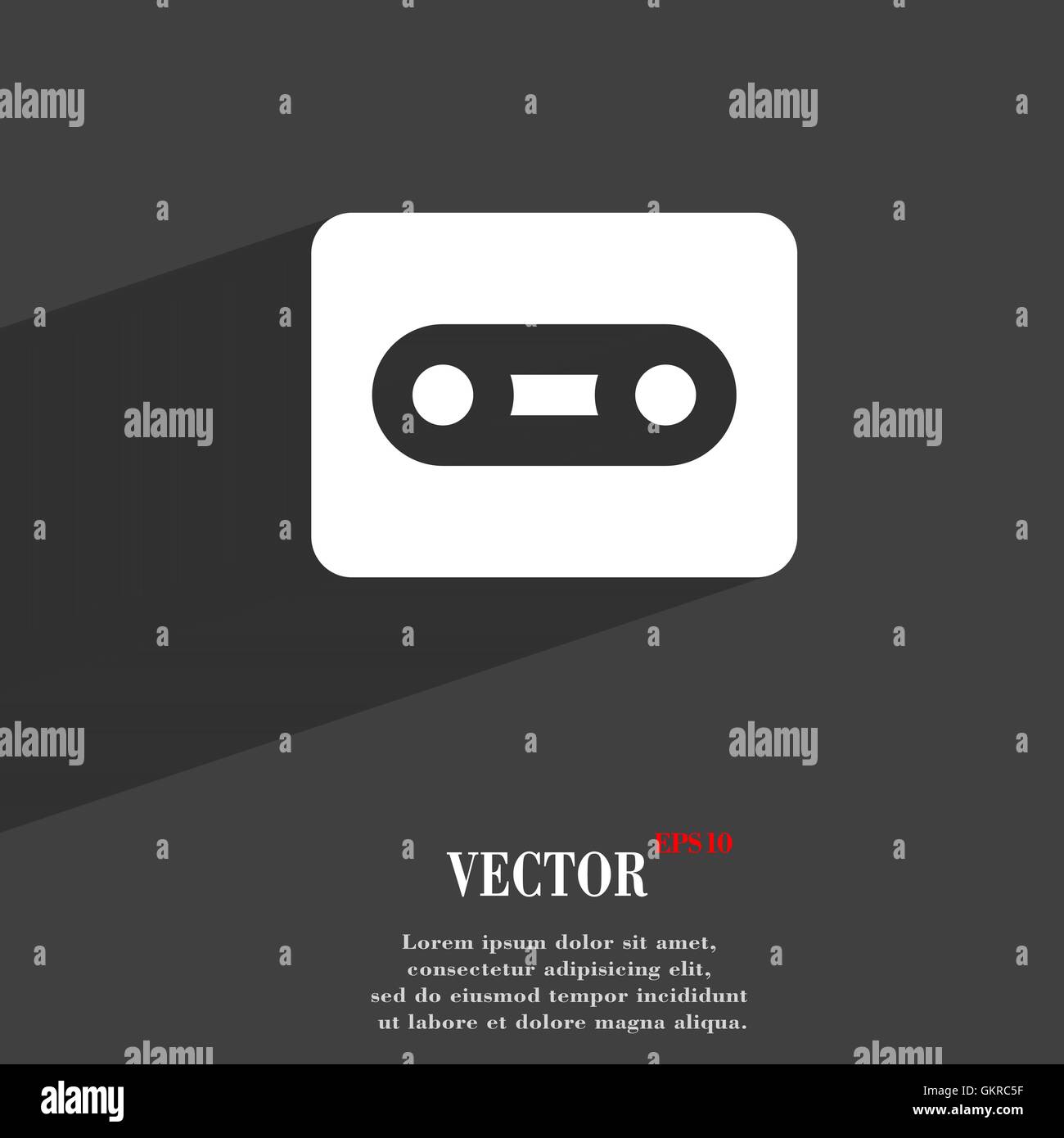 Cassette icon symbol Flat modern web design with long shadow and space ...