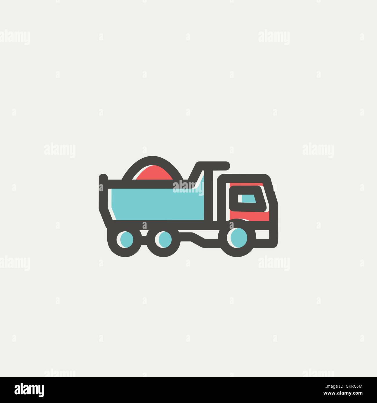 Dump truck thin line icon Stock Vector