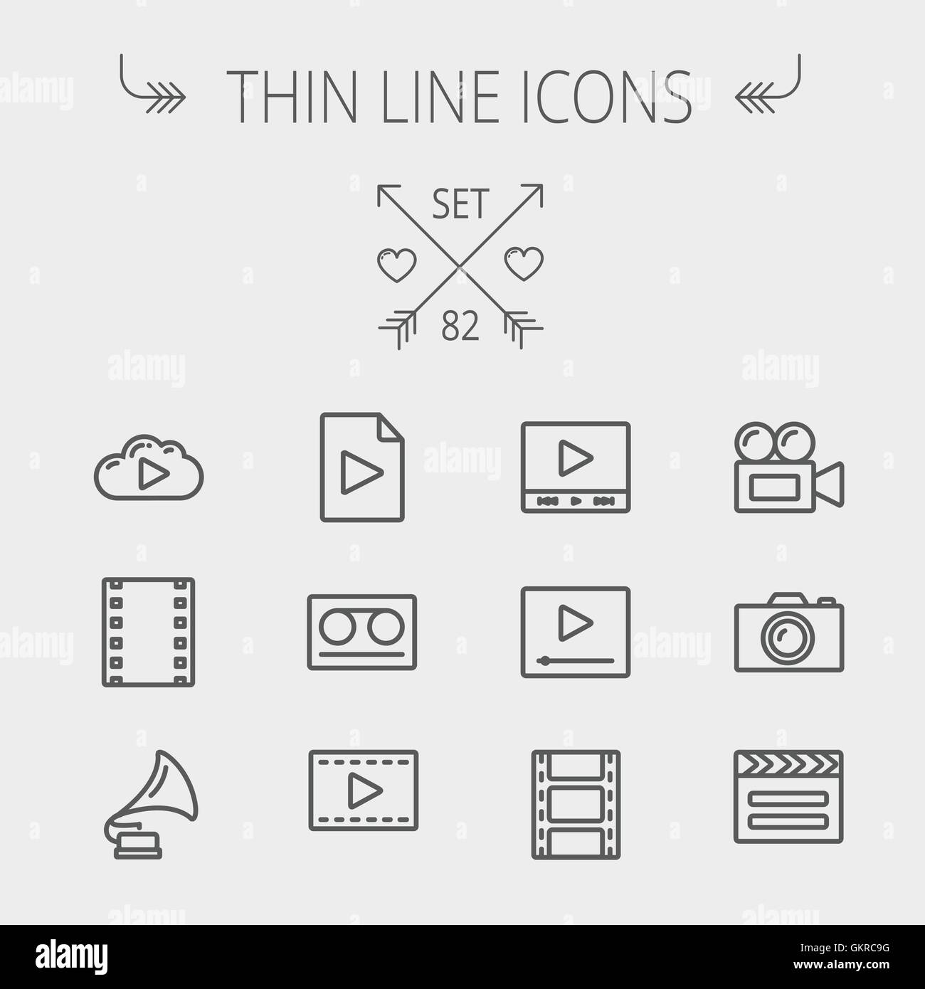 Mutimedia thin line icon set Stock Vector Image & Art - Alamy