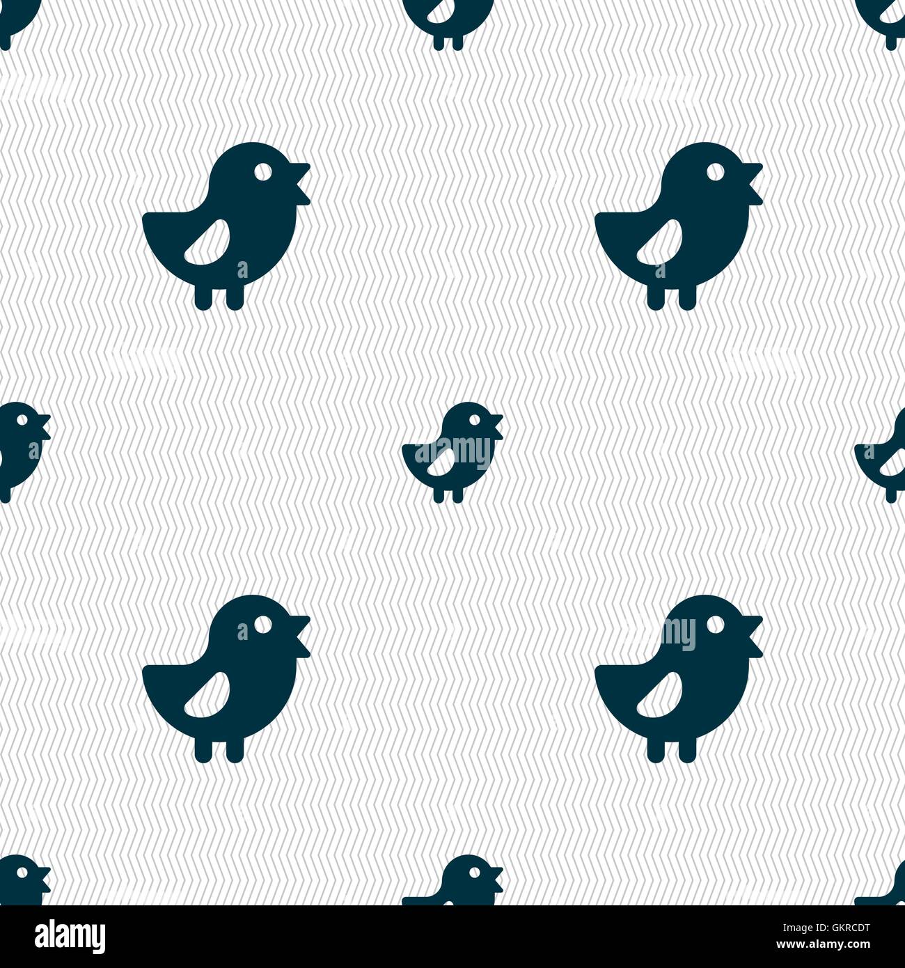 chicken, Bird icon sign. Seamless pattern with geometric texture ...