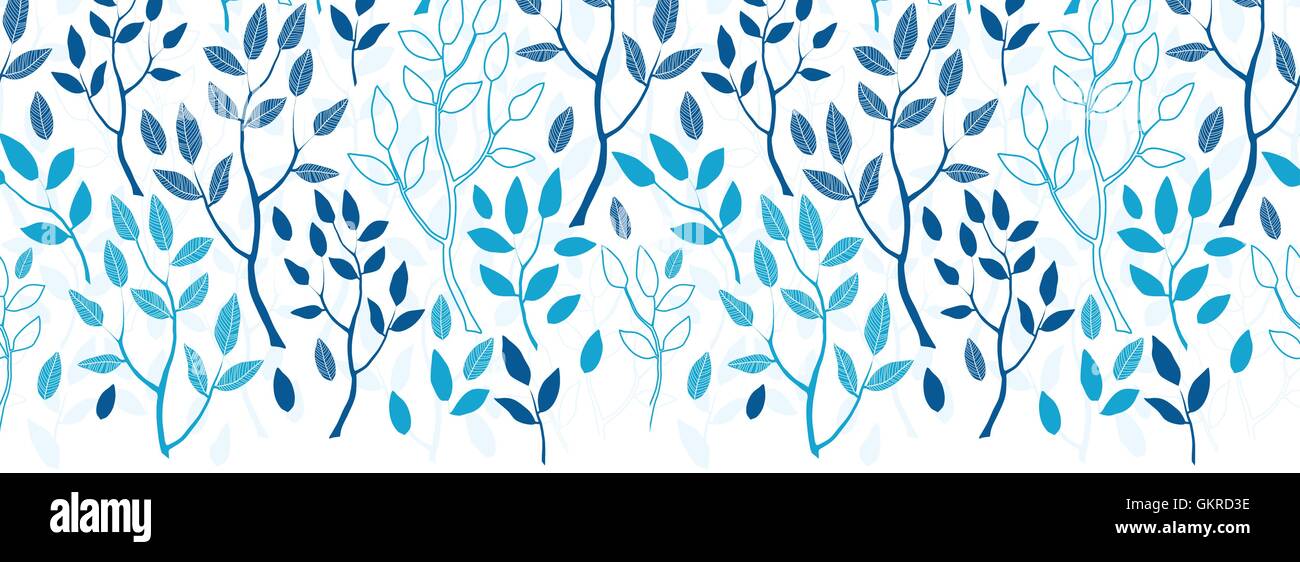 Vector blue forest horizontal border seamless pattern background Stock ...