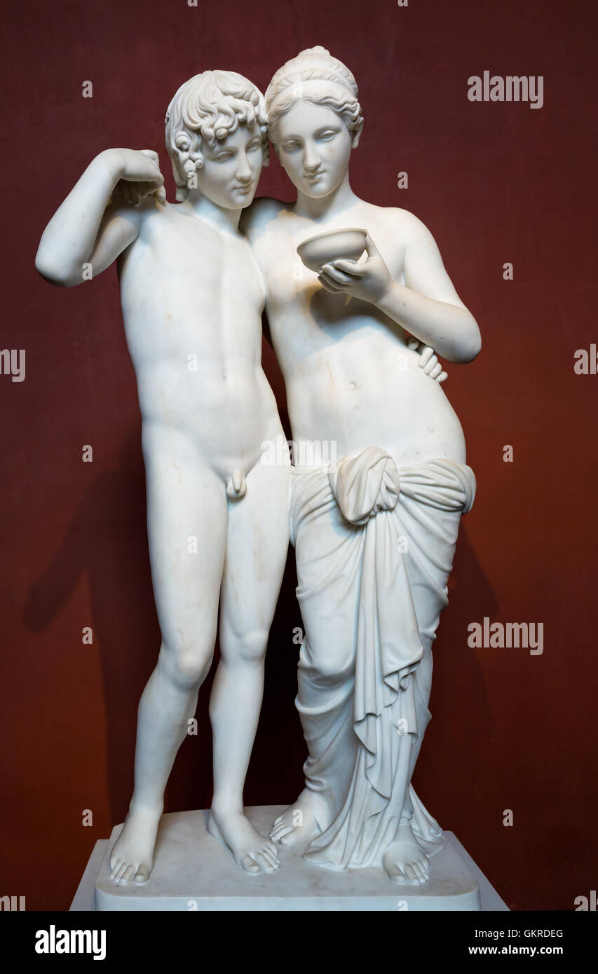 Sculpture of Cupid and Psyche at Thorvaldsens Museum in Copenhagen, Denmark Stock Photo