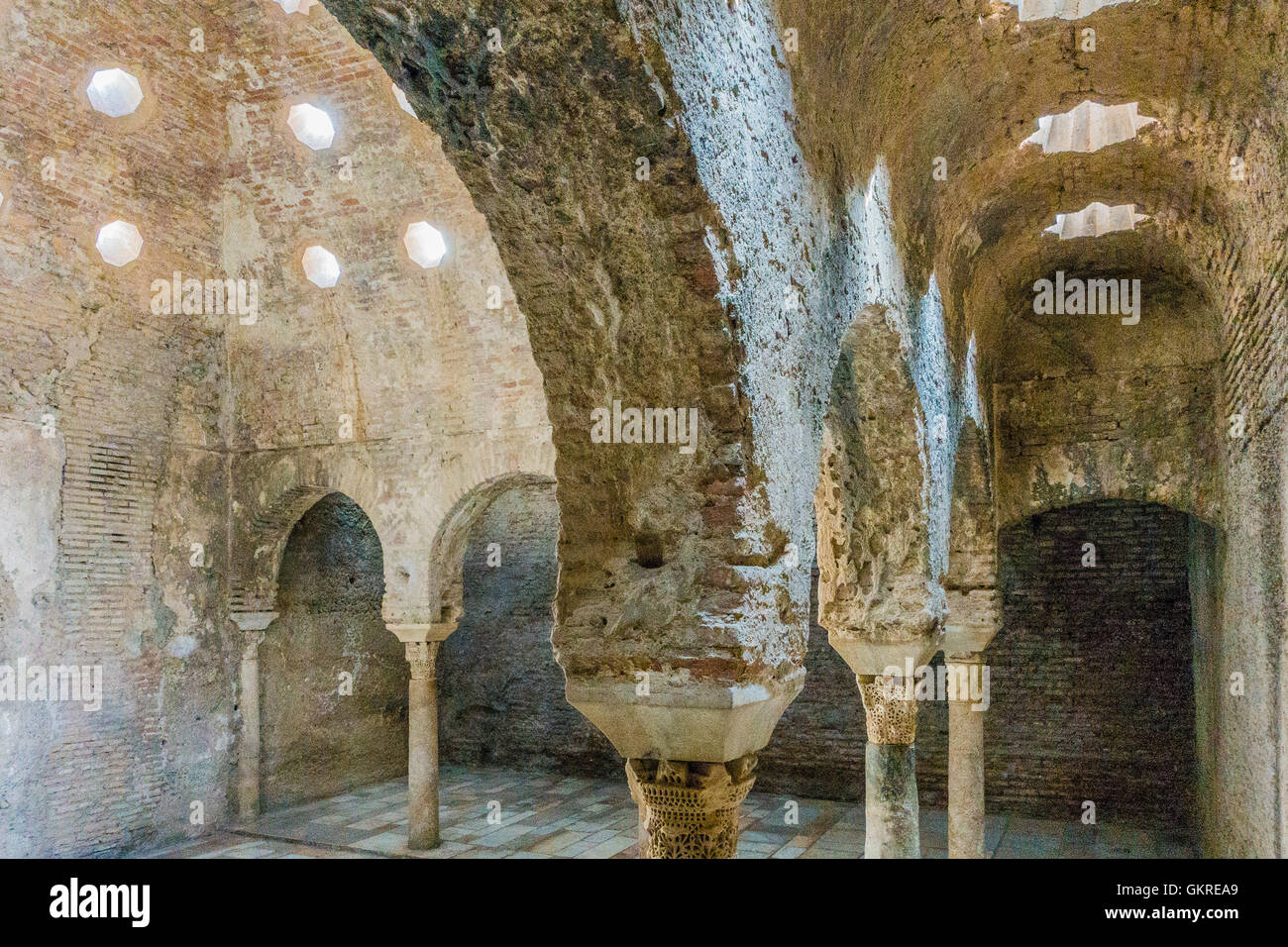 Arab Baths (Bañuelo) in Granada, Spain. The Bañuelo is a building