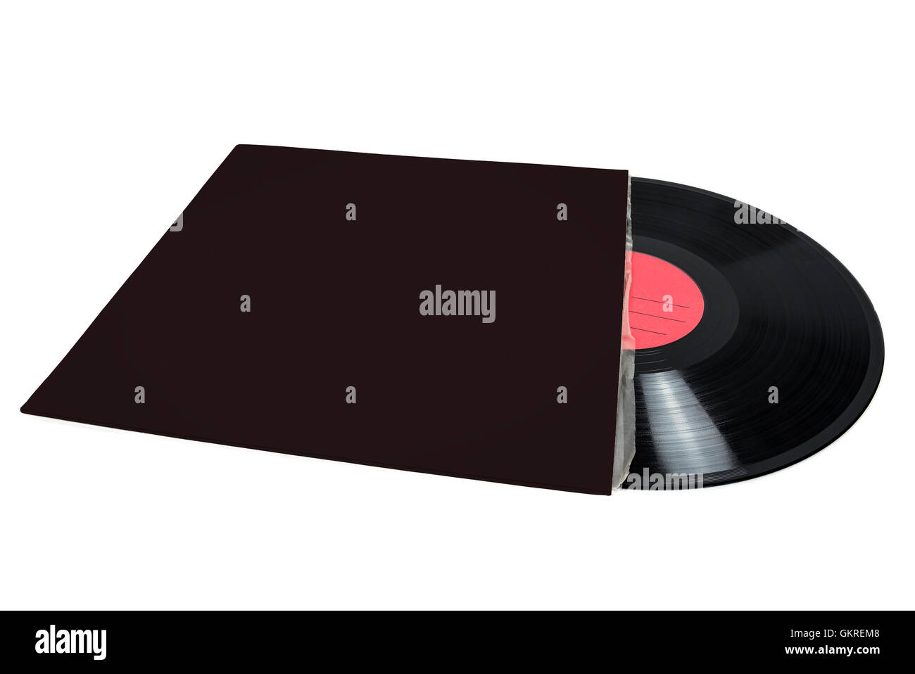 Vinyl record in blank cover isolated on white background with clipping ...