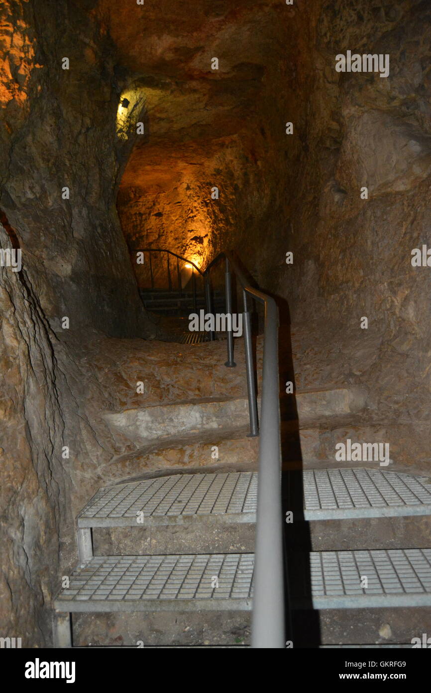 Siloam tunnel, Hezekiah's Tunnel, City of David, Jerusalem Stock Photo