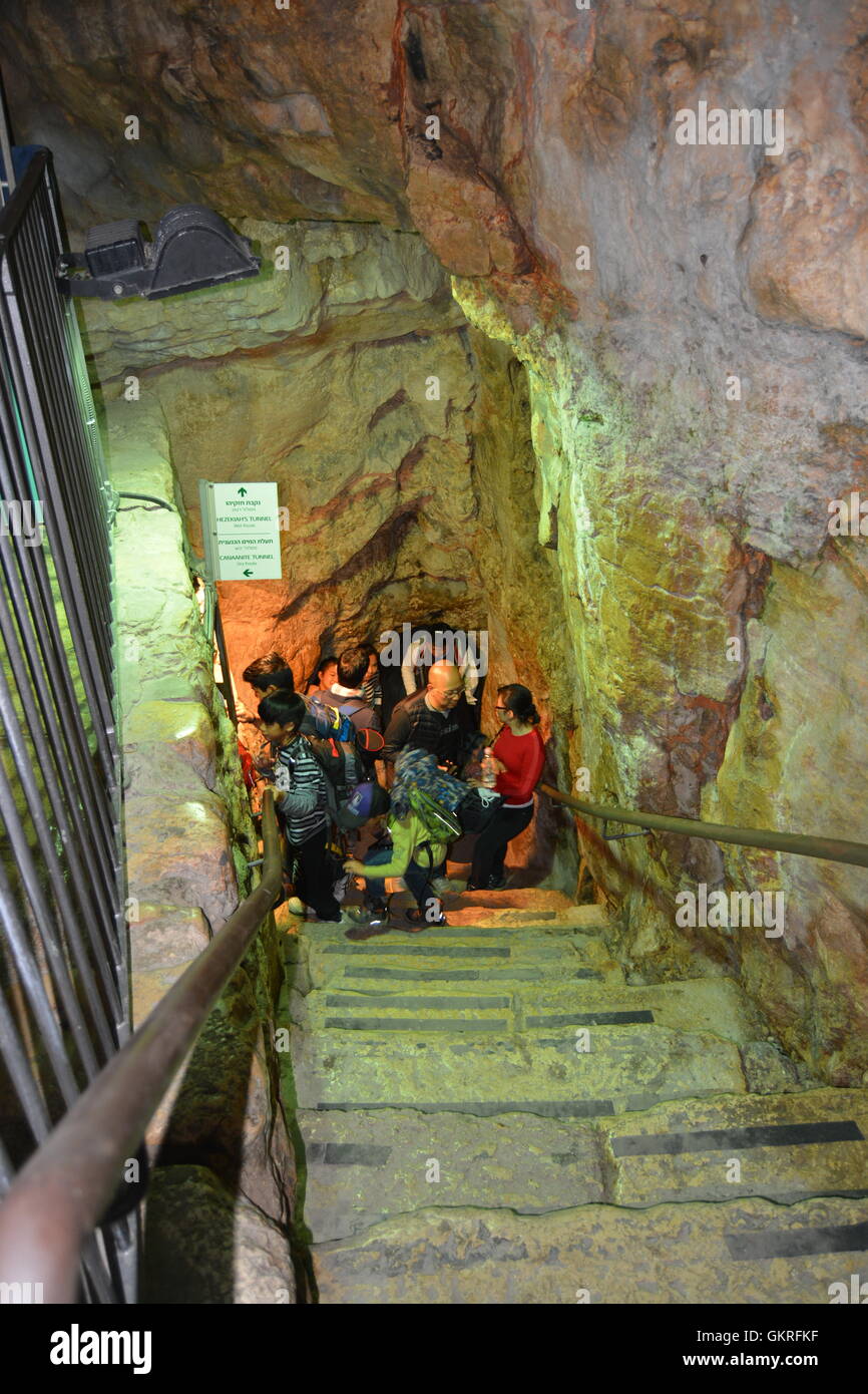 Siloam tunnel, Hezekiah's Tunnel, City of David, Jerusalem Stock Photo