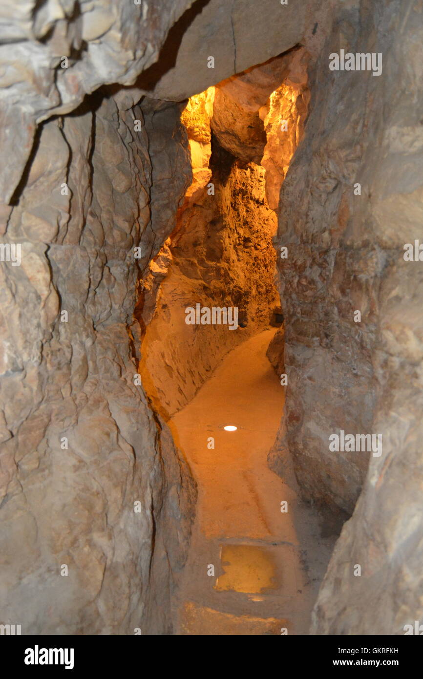 Siloam tunnel, Hezekiah's Tunnel, City of David, Jerusalem Stock Photo