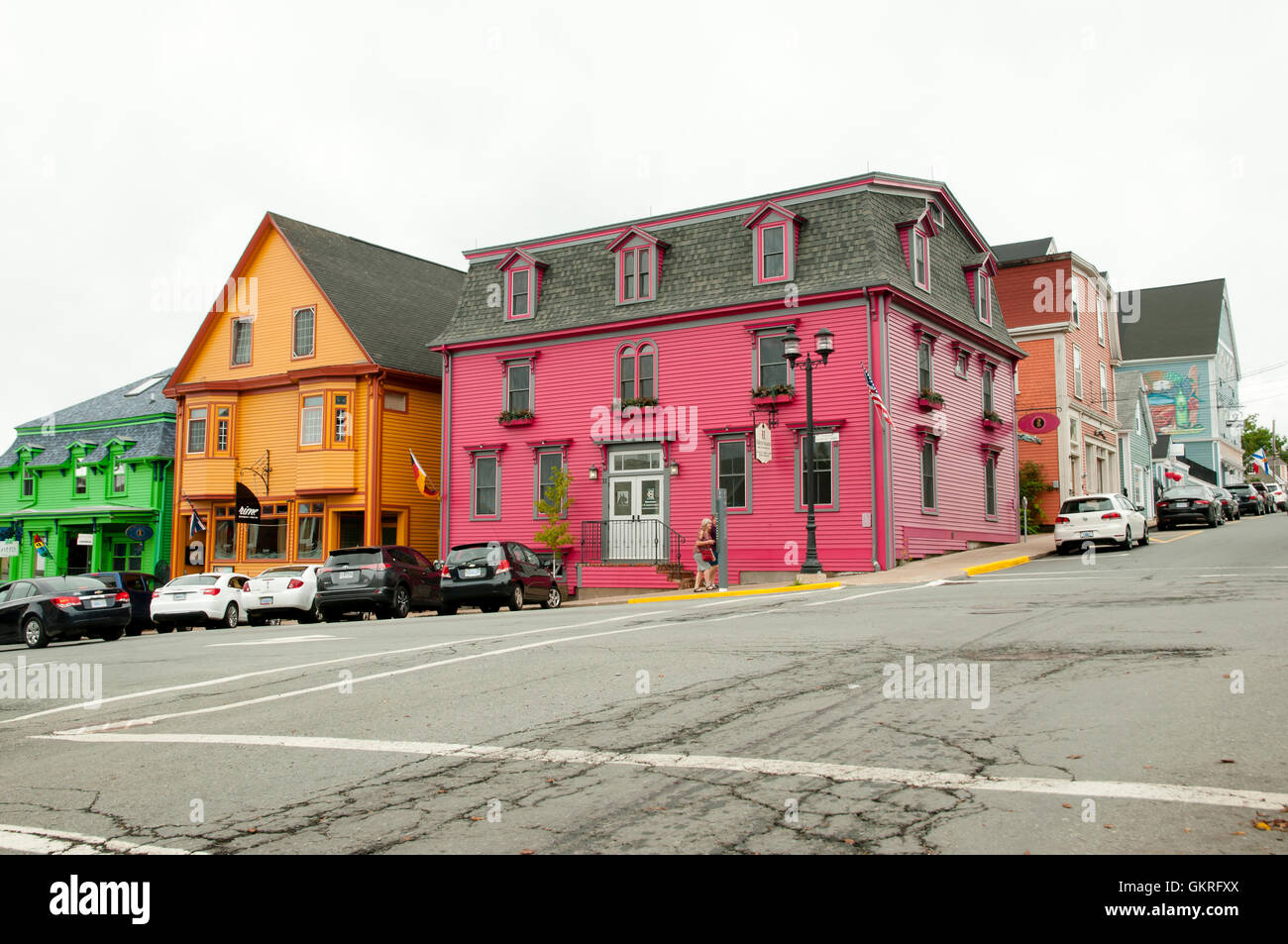 Colorful Buildings - Lunenburg - Nova Scotia Stock Photo