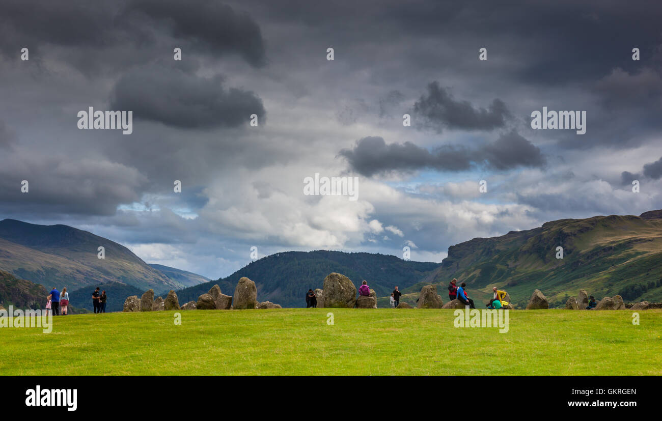 Standing stones at Castlerigg Stone Circle, near Keswick, Lake District, Cumbria Stock Photo