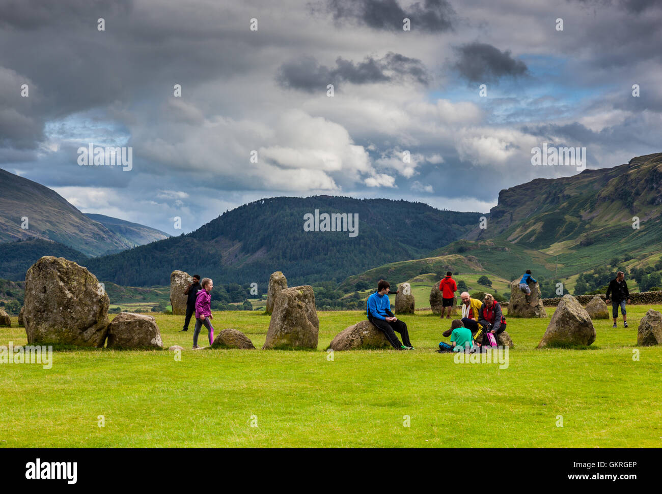 Standing stones at Castlerigg Stone Circle, near Keswick, Lake District, Cumbria Stock Photo