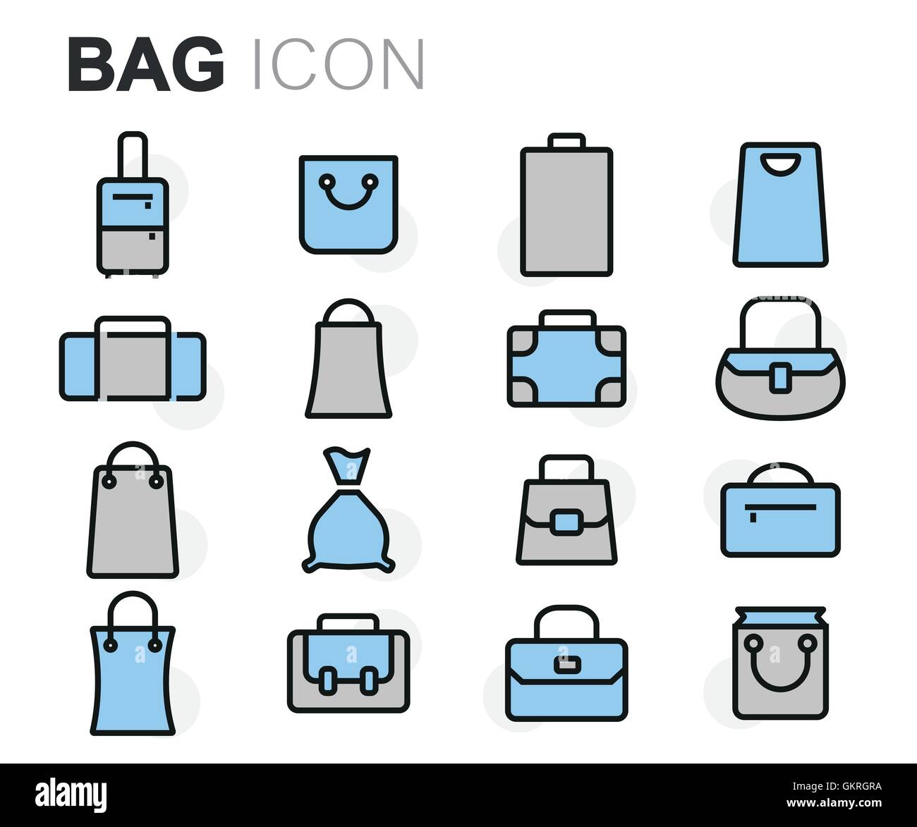 Vector black line bag icons set on white background Stock Vector Image ...