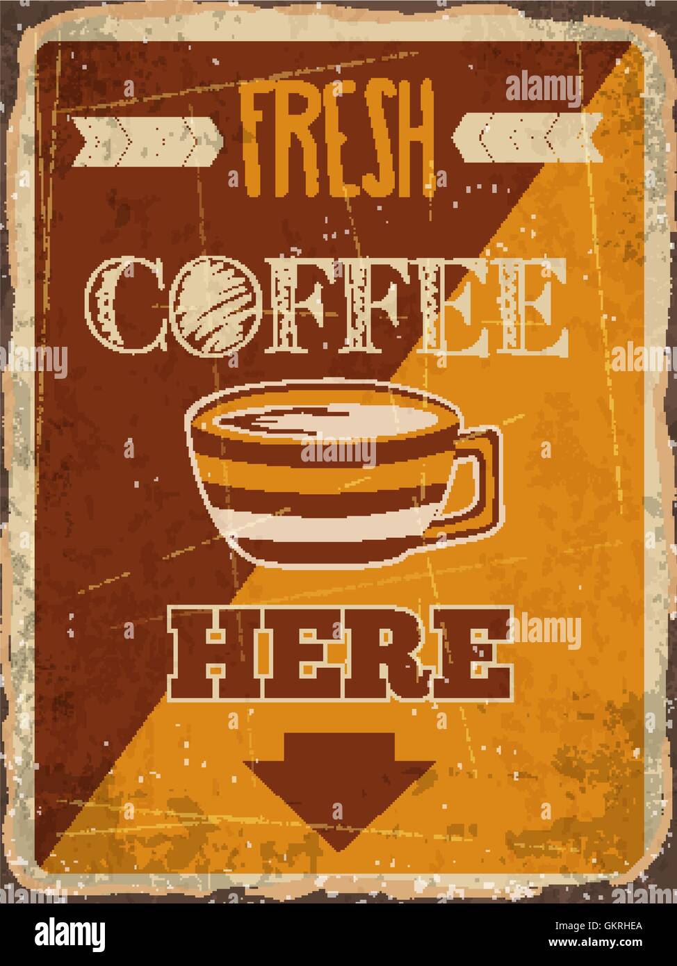 Retro metal sign Fresh coffee here Stock Vector Image & Art - Alamy