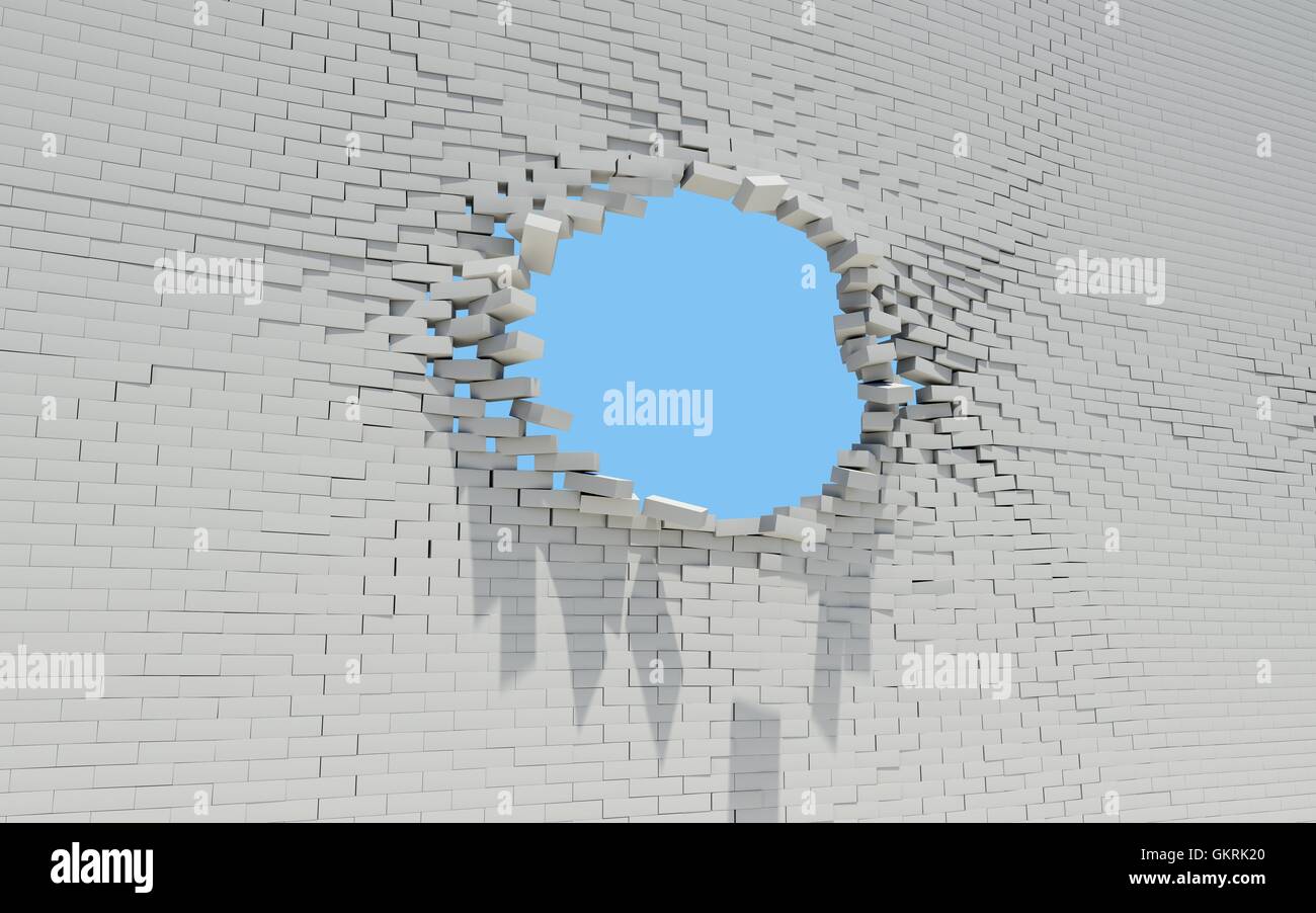 Hole in a brick wall Stock Photo Alamy