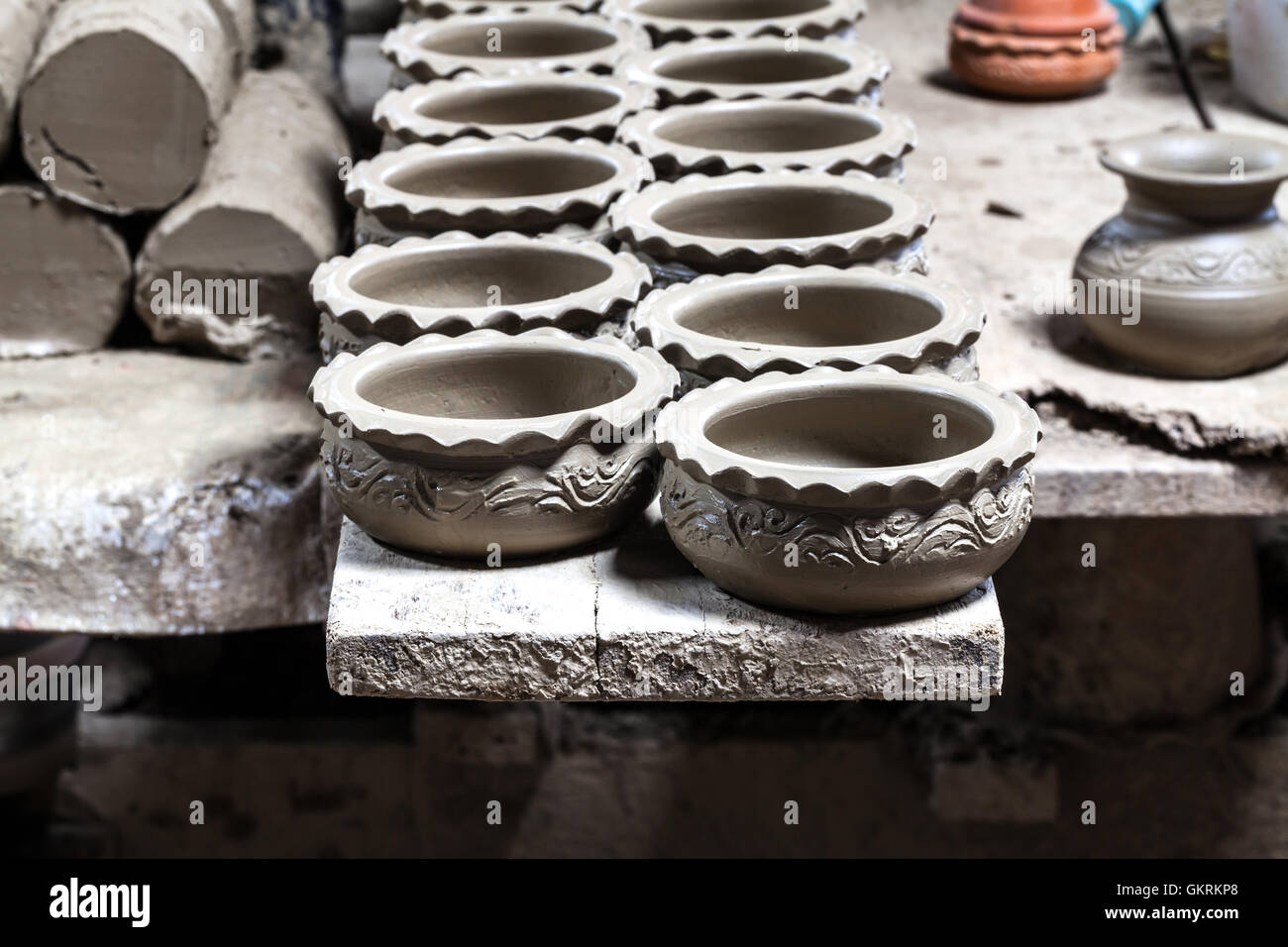 large group of clay pots spread Stock Photo - Alamy