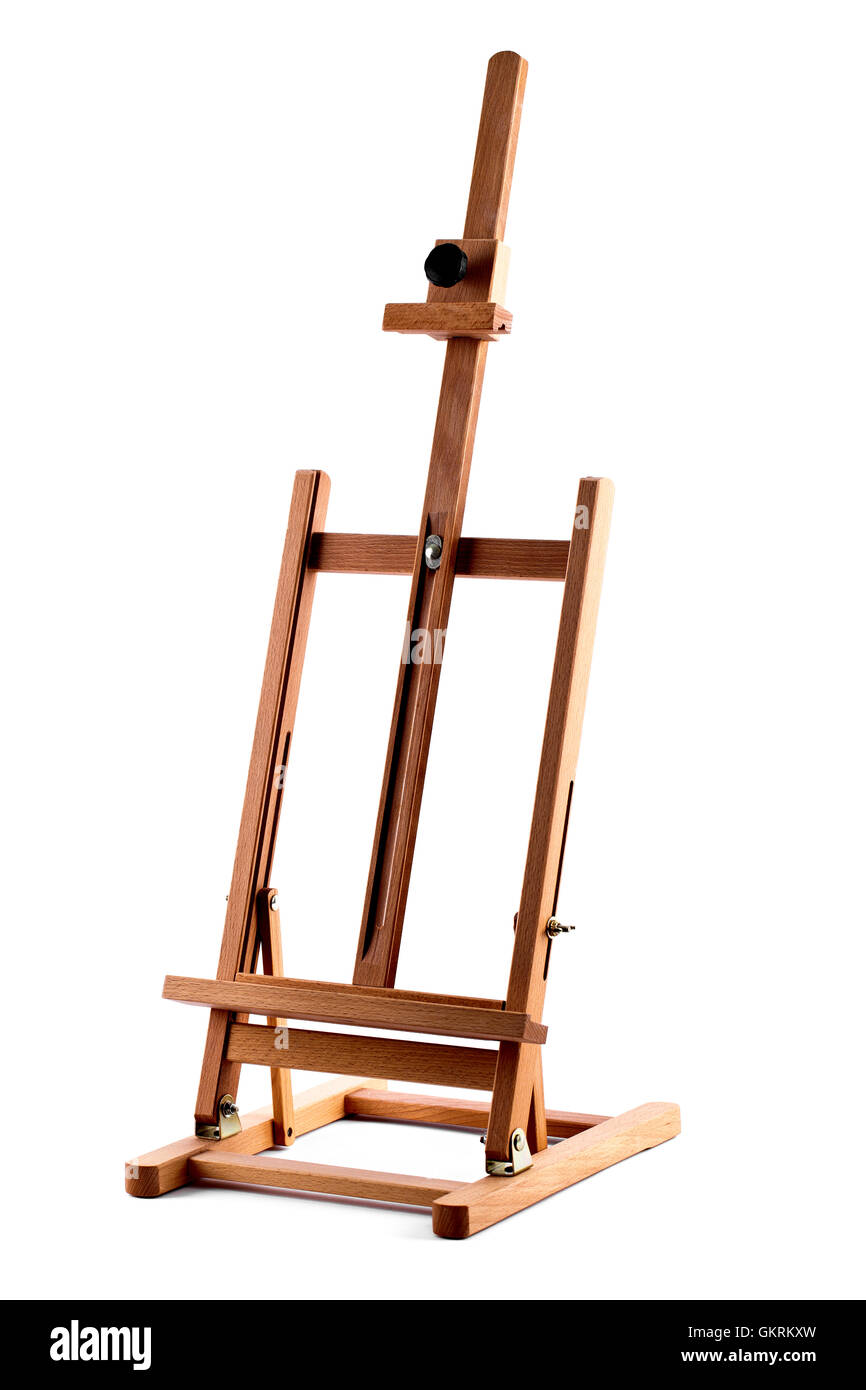Artists wooden easel isolated on white Stock Photo Alamy