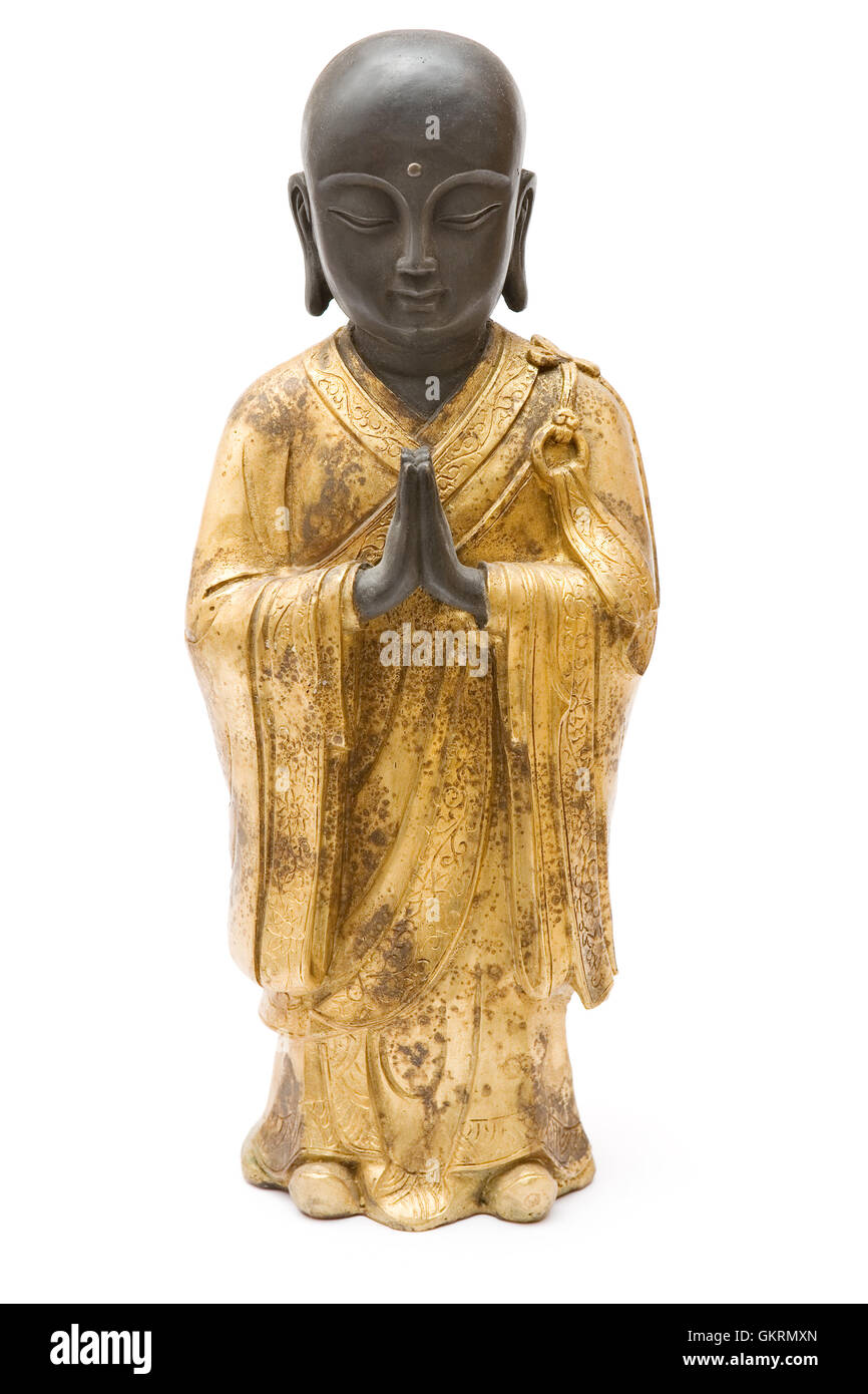 Praying Monk Statue Stock Photo
