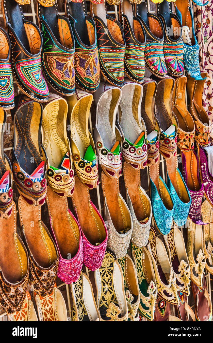 Women's summer shoes in the Eastern market in Dubai Stock Photo