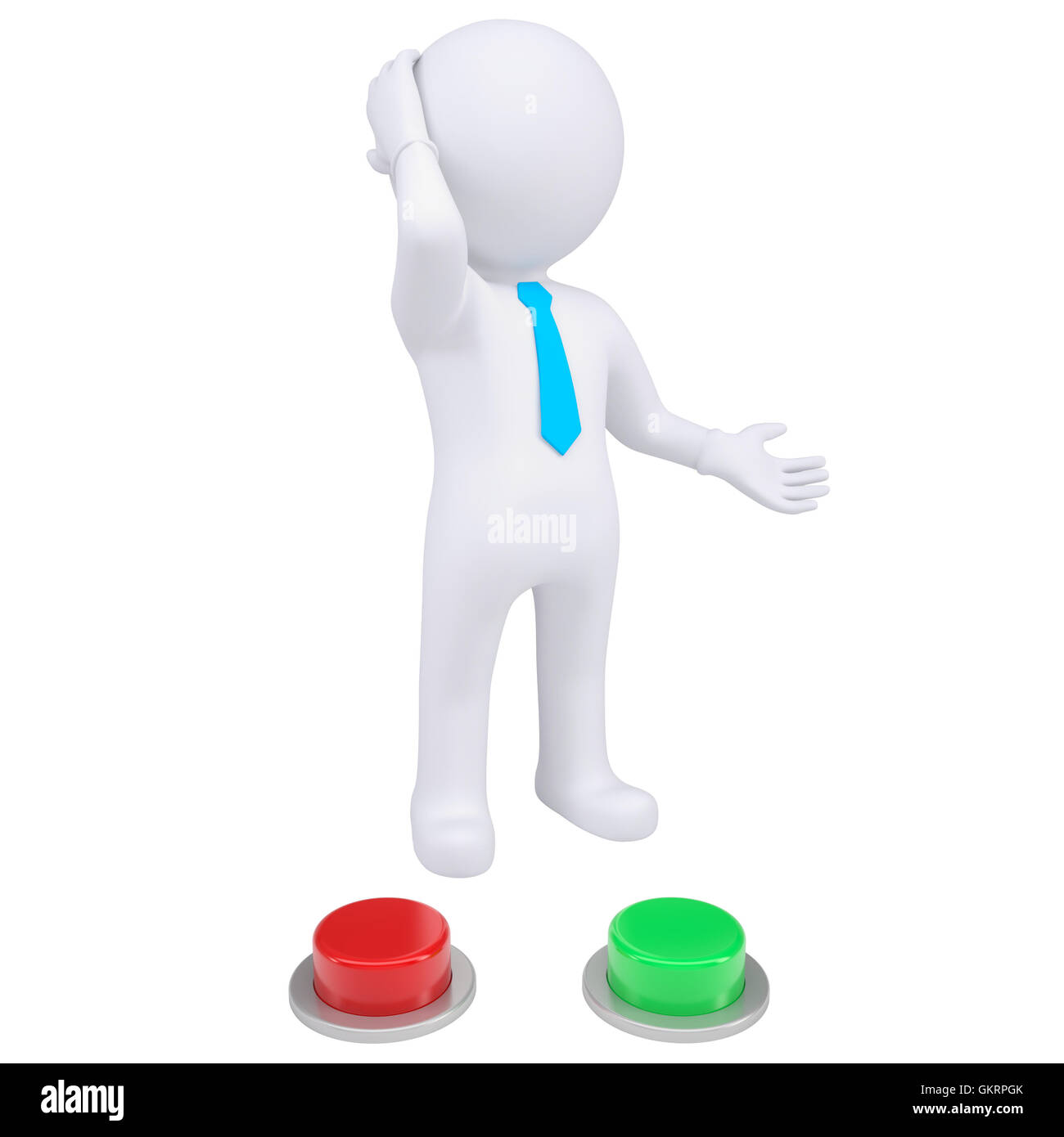 3d man standing near the red and green buttons Stock Photo - Alamy