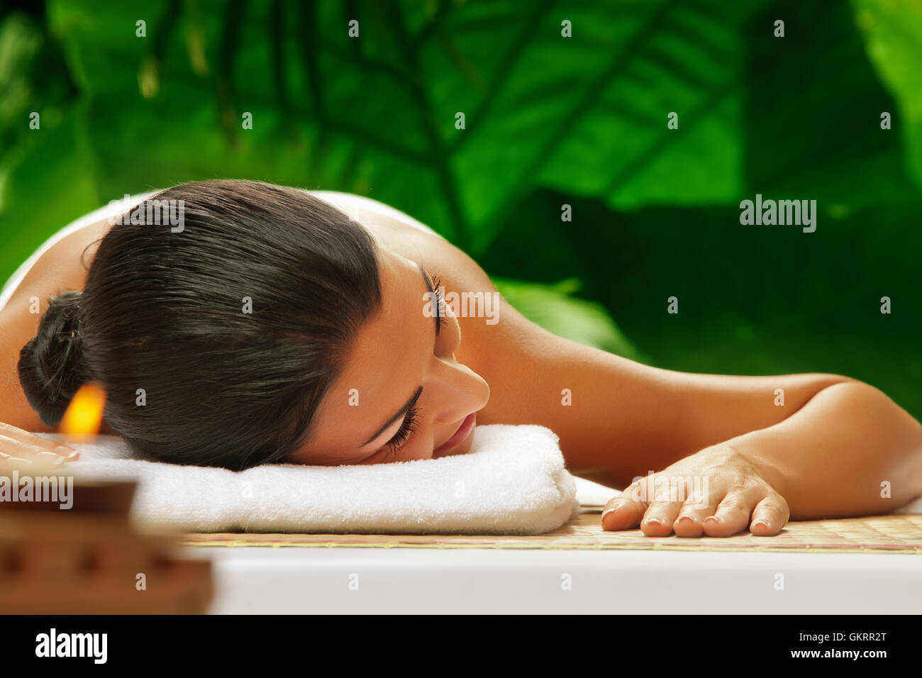 portrait of young beautiful woman in spa environment Stock Photo - Alamy