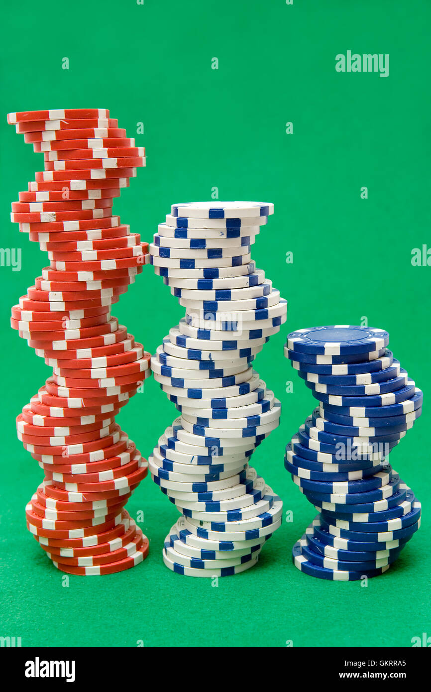 Three Stacks of Poker Chips Stock Photo Alamy