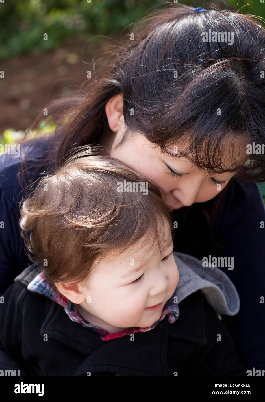 Mixed race asian european mother child Stock Photo Alamy