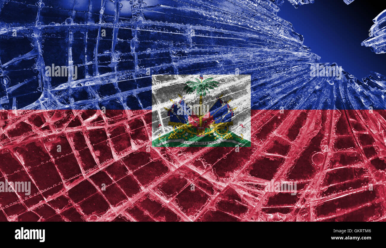 Broken glass or ice with a flag, Haiti Stock Photo - Alamy