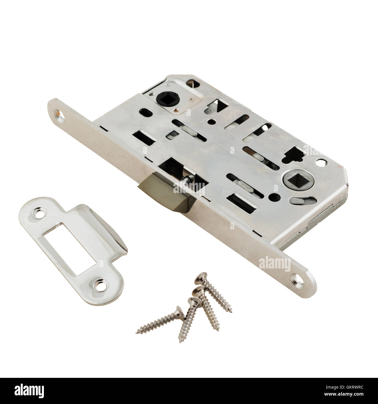 Door lock assembly on White Background Stock Photo