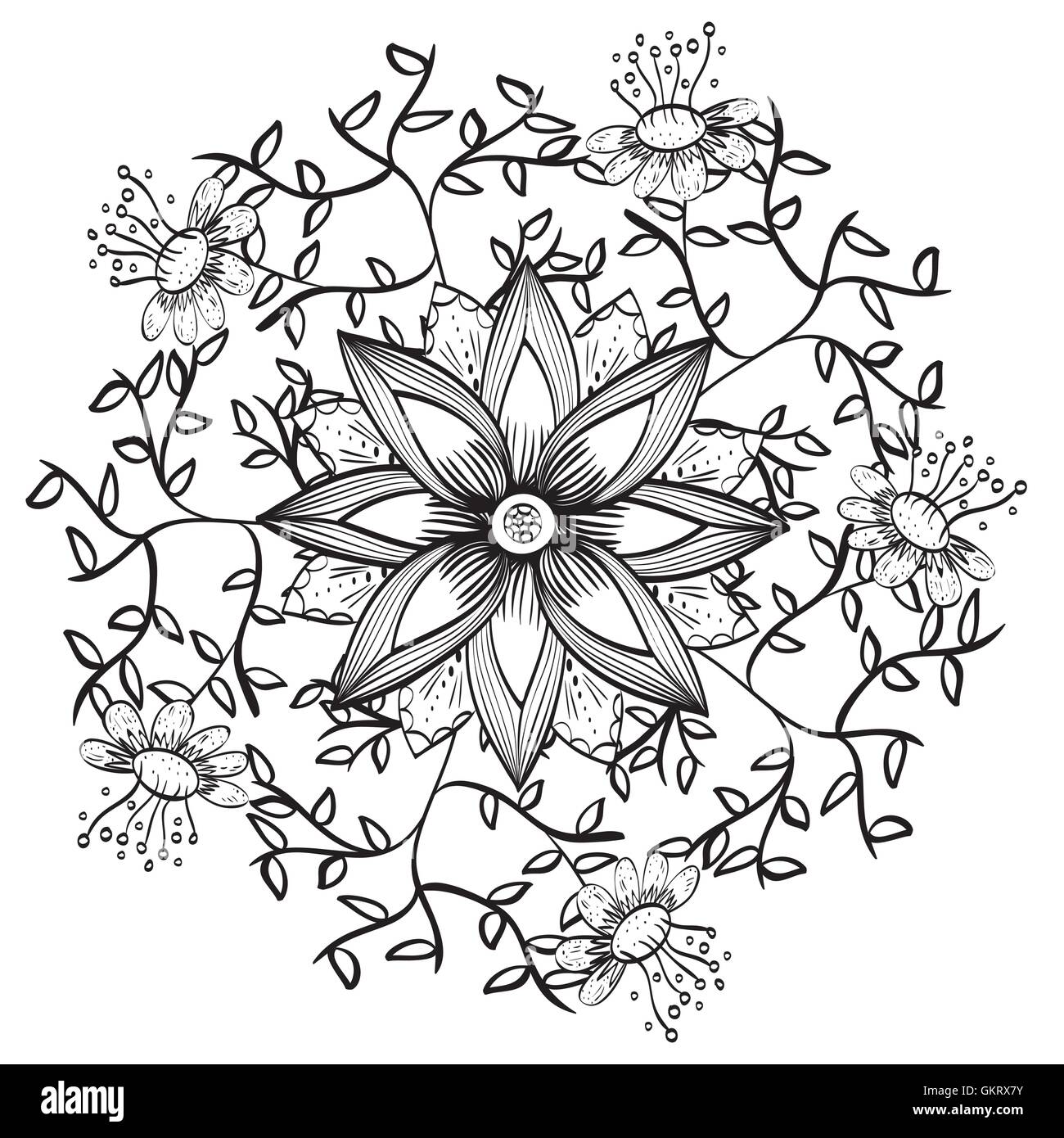 Floral design. Doodle illustration. white background Stock Vector Image ...