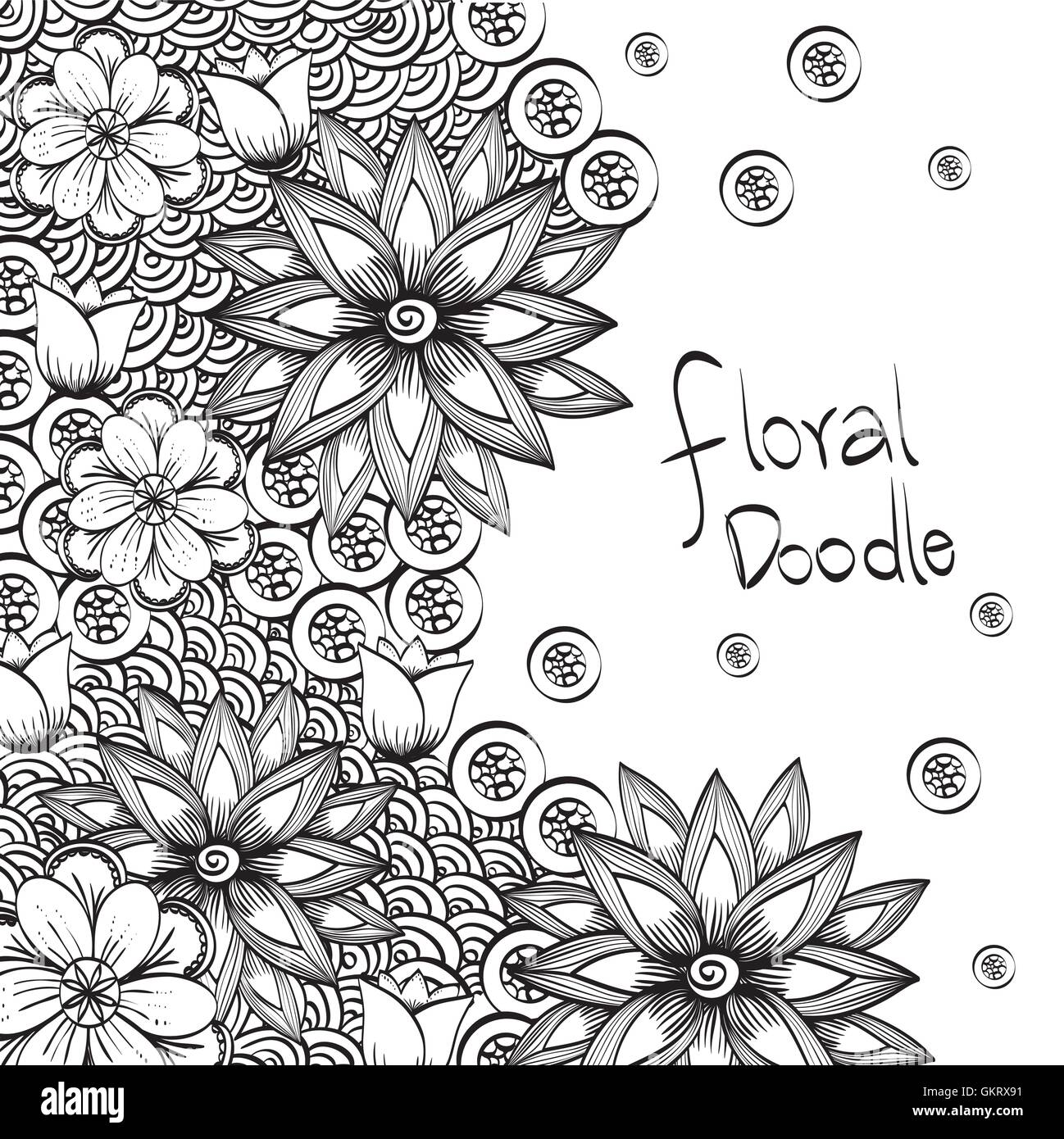 Floral design. Doodle illustration. white background Stock Vector Image ...