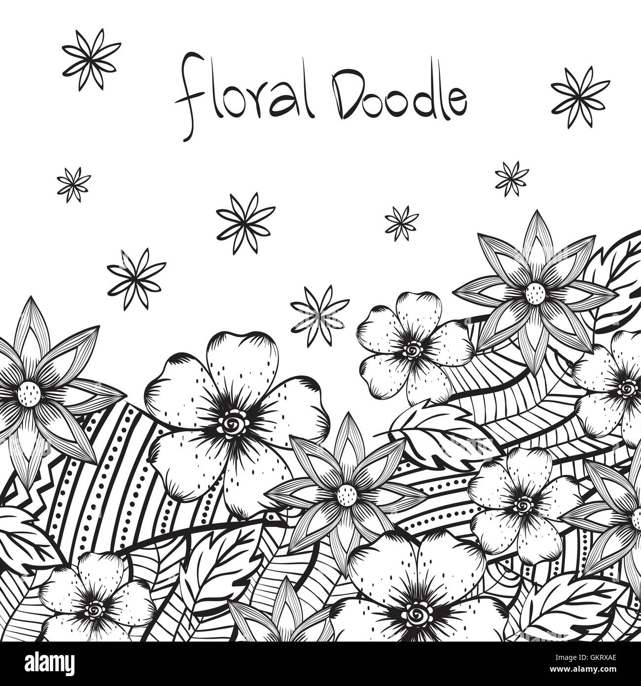 Floral design. Doodle illustration. white background Stock Vector Image ...